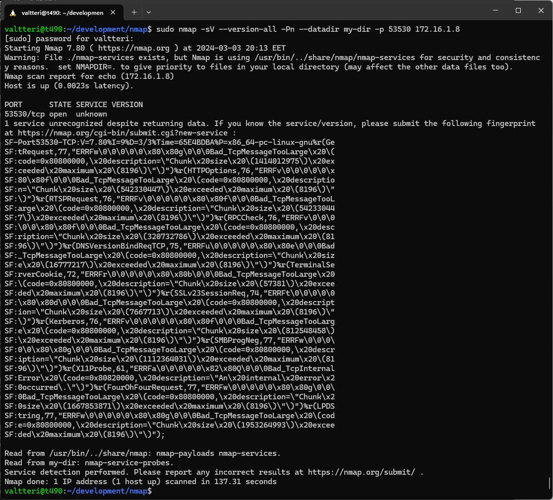 Nmap output without OPC UA service detection capability